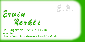 ervin merkli business card